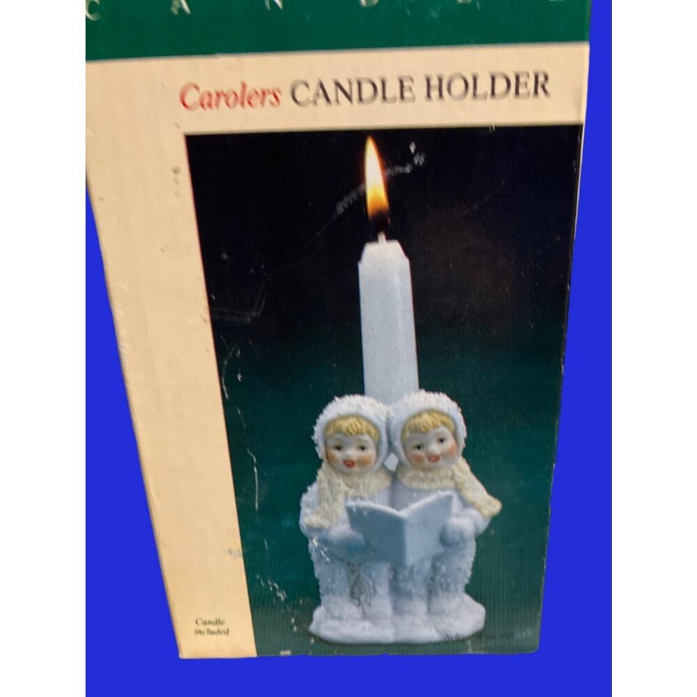 Carolers Candle Holder Textured white Ceramic with Bisque Finish